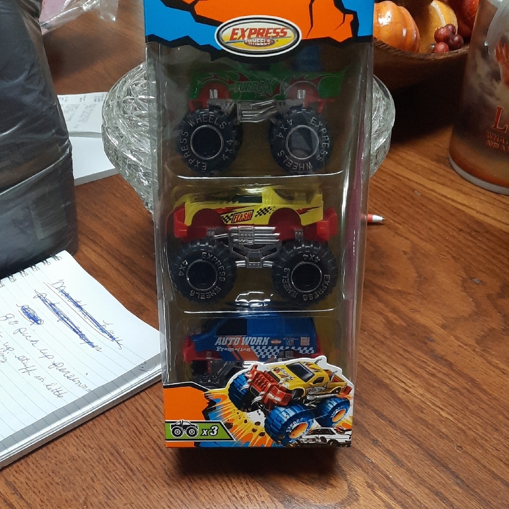 Monster Truck Set - Red, Yellow, Blue